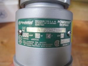 LOT TO INCLUDE: (17) CONNECTORS, ELECTRICAL TYPE, 10 CONDUCTOR, CIRCULAR PLUG KIND, (15) CONNECTORS, ELECTRICAL TYPE. PART NO ZZM-242053-WO-1116-621 PN, (12) RECEPTACLES, ELECTRICAL TYPE, 3 WIRE, 600VAC/250VDC 60A 4 POLE ELEC RATING, CLAMP RING PLUG, HAZARDOUS DUTY KIND. LOADING & HANDLING FEE $15-4145